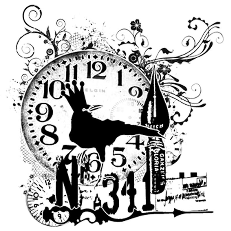 #2115 - Clock Crow - Collage